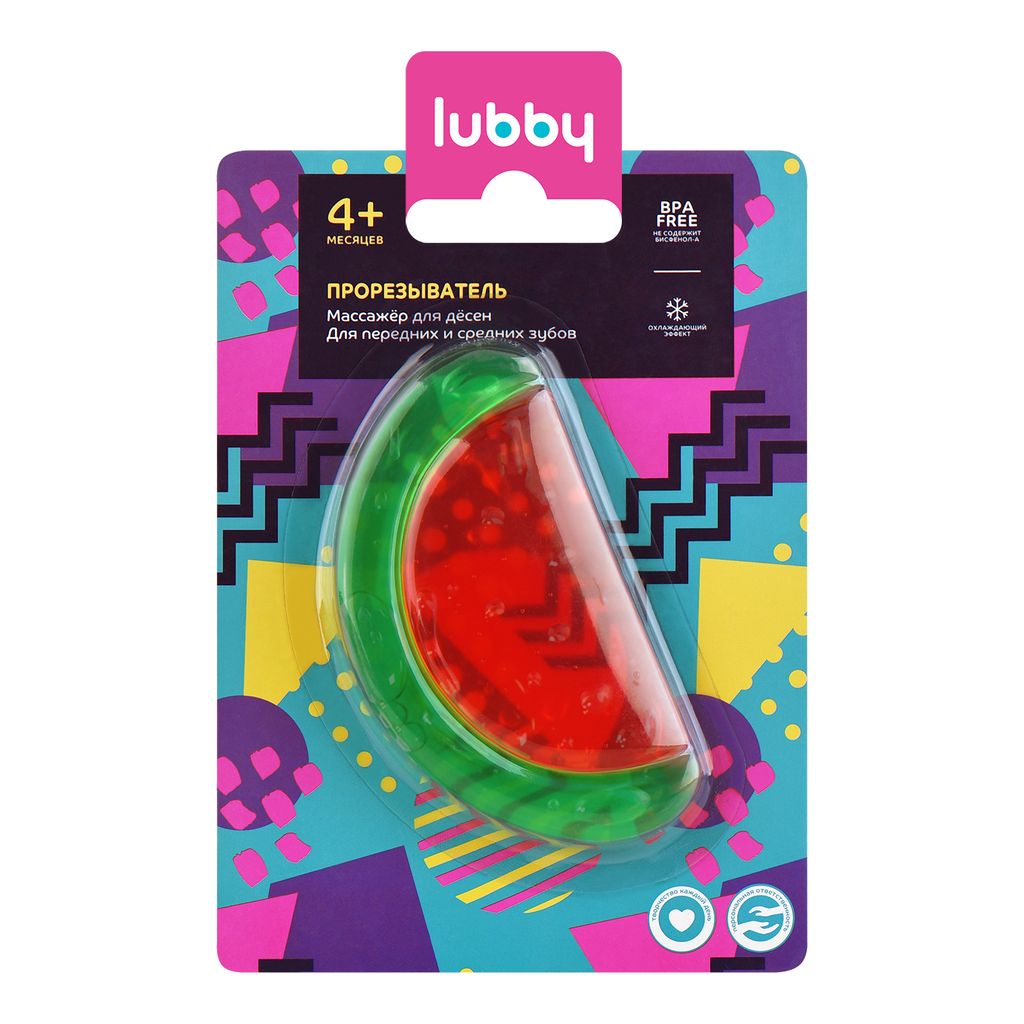 фото упаковки Lubby Игрушка-прорезыватель Арбуз, арт. 4552, 1 шт. фото упаковки Lubby Игрушка-прорезыватель Арбуз