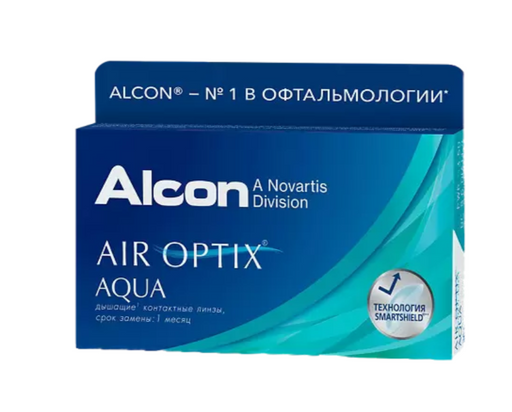 Alcon Air Optix aqua контактные линзы плановой замены, BC=8,6 d=14,2, D(-3.75), стерильно, 3 шт.