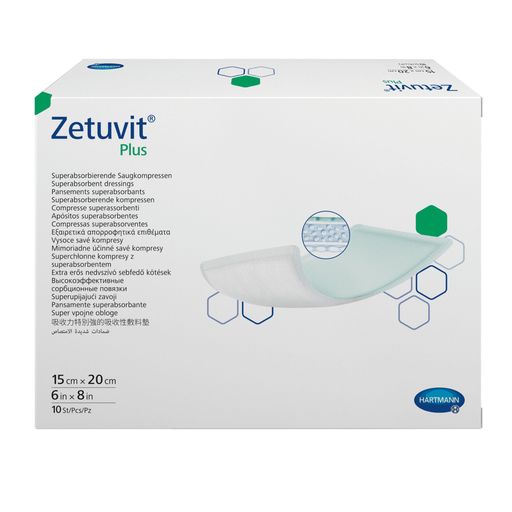 Zetuvit Plus Повязка суперабсорбирующая, 15см х 20см, повязка стерильная, 10 шт.