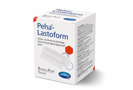 Peha-Lastoform Бинт эластичный фиксирующий, 6смх4м, белого цвета, 1 шт.