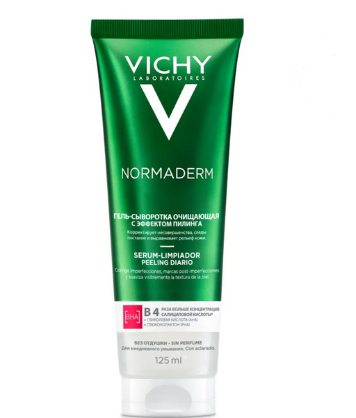 Vichy Normaderm Гель-сыворотка очищающая, гель-сыворотка, с эффектом пилинга, 125 мл, 1 шт.