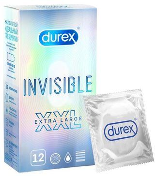 Презервативы Durex Invisible XXL, презервативы, 12 шт.