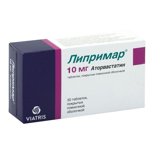 Липримар, 10 мг, таблетки, покрытые пленочной оболочкой, 30 шт.