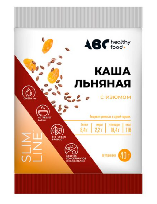 ABC Healthy Food каша льняная с изюмом, каша, 40 г, 1 шт.