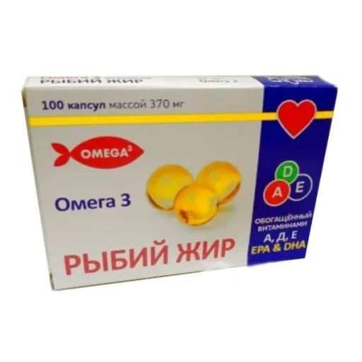 Рыбий жир с витаминами А Д Е, 370 мг, капсулы, 100 шт.