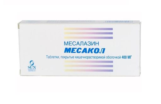 Месакол, 400 мг, таблетки, покрытые кишечнорастворимой оболочкой, 50 шт.