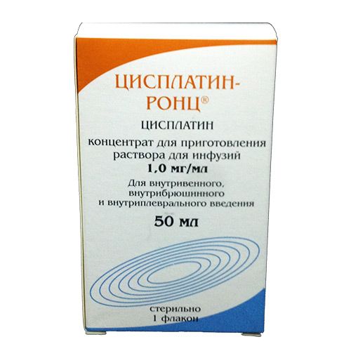 Цисплатин-РОНЦ, 1 мг/мл, концентрат для приготовления раствора для инфузий, 50 мл, 1 шт.